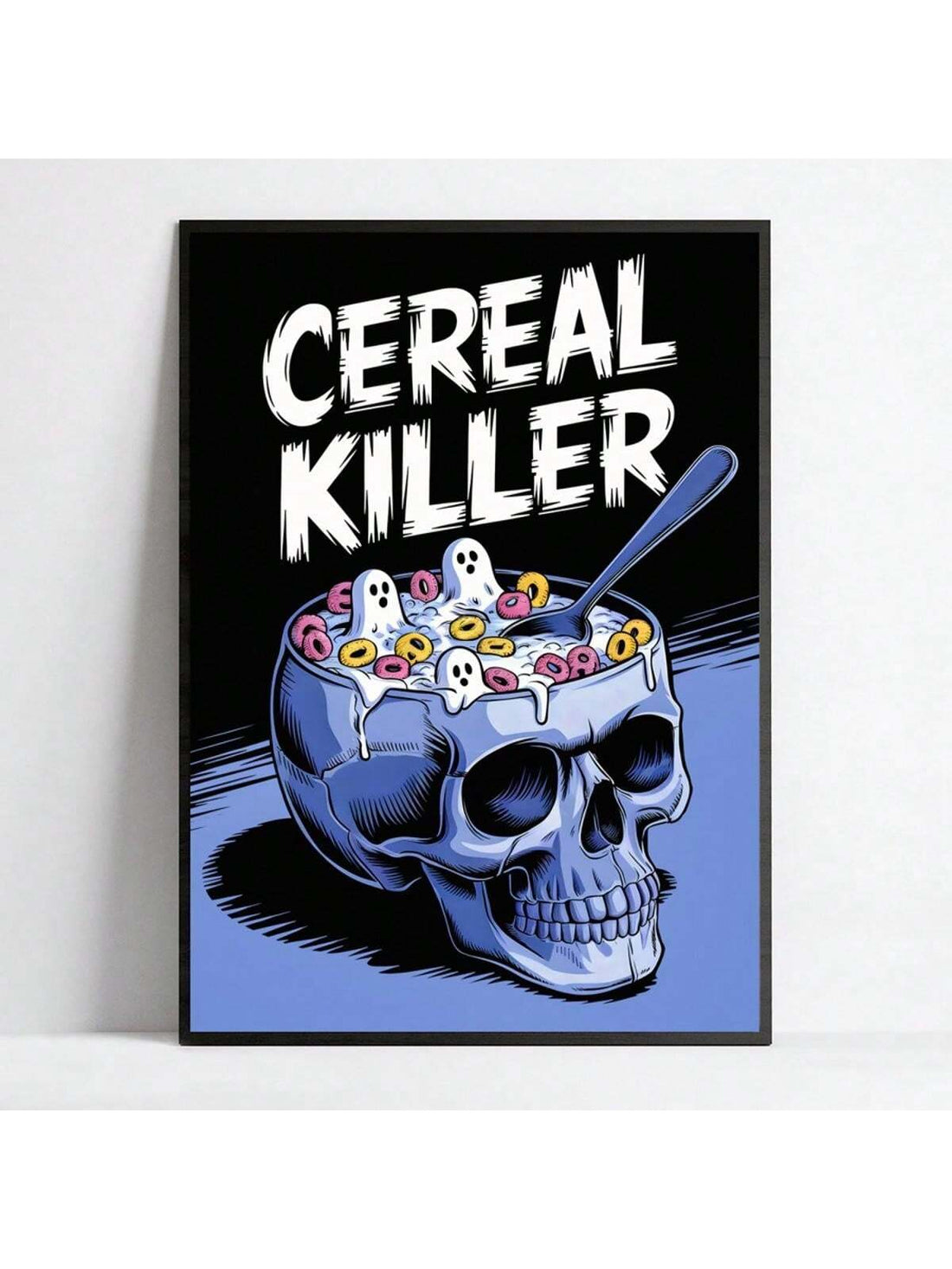 This striking canvas wall art merges dark humor with gothic aesthetics, featuring a vintage-inspired skull design perfect for those who appreciate unconventional décor. The whimsical "Cereal Killer" theme adds a playful edge to classic horror imagery, making it an ideal statement piece for Halloween displays or year-round gothic interiors. High-quality canvas construction ensures durability and vibrant color retention. Whether displayed in a bedroom, living room, or entertainment space, this artwork transfo