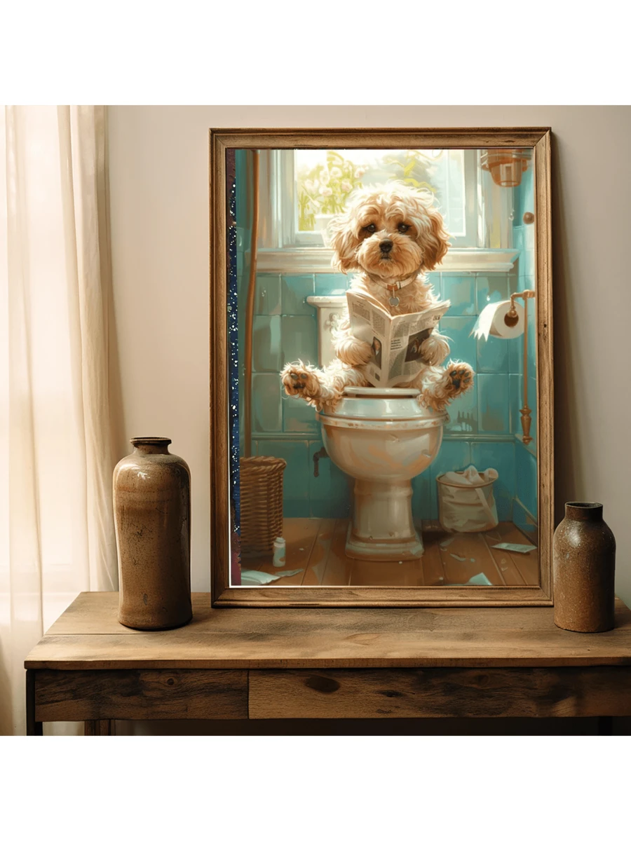 Transform your bathroom or any room into a gallery of charm with this whimsical Maltese dog canvas wall art. Featuring a playful design that brings personality and humor to your space, this piece is available in both framed and unframed options to suit your style.