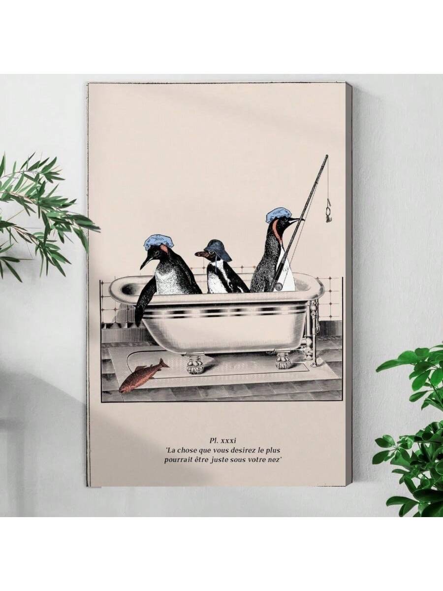 Add a touch of humor and charm to your space with this Whimsical Penguin Fishing Canvas Art. Perfect for bathrooms, living rooms, or bedrooms, this playful piece features a penguin engaged in fishing, bringing lightheartedness and unique character to your walls. Crafted on high-quality canvas, it offers durability and vibrant colors that brighten any room while sparking smiles and conversation. Ideal for those seeking distinctive, expert-curated decor that blends fun with style.