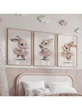 This 3-piece abstract canvas wall art showcases a whimsical rabbit dance, bringing a touch of style and playfulness to your home decor. With vibrant colors, high-quality materials, and a unique design, this art piece is perfect for any room in your home. Enhance your space with this charming and eye-catching wall art.