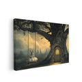 Transform your living room, sofa backdrop, or bedside into a fantastical world with our Whimsical Rabbit Wall Art Canvas featuring a charming fantasy tree house scene. Made with high-quality materials, this canvas adds a touch of whimsy to your home decor. A must-have for any animal or fantasy lover.