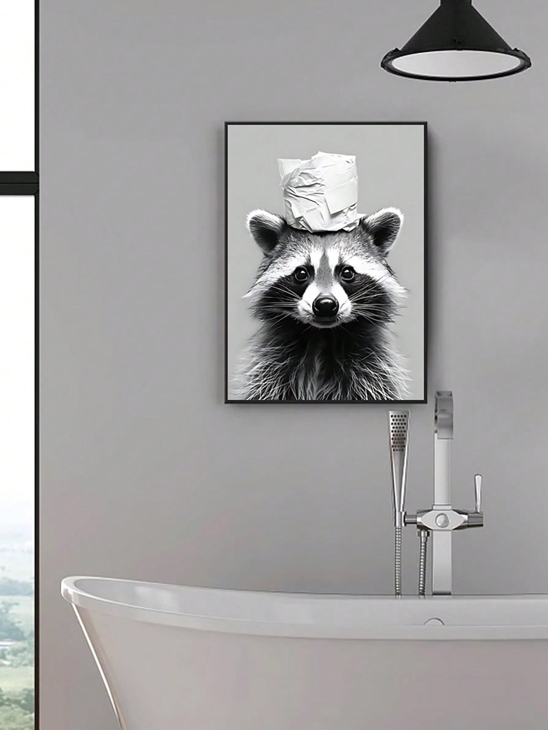 Enhance your bathroom decor with our Whimsical Raccoon Toilet Paper Poster. The playful design adds a touch of whimsy to your space. Made of high-quality materials, this poster is a durable and unique addition to any bathroom.
