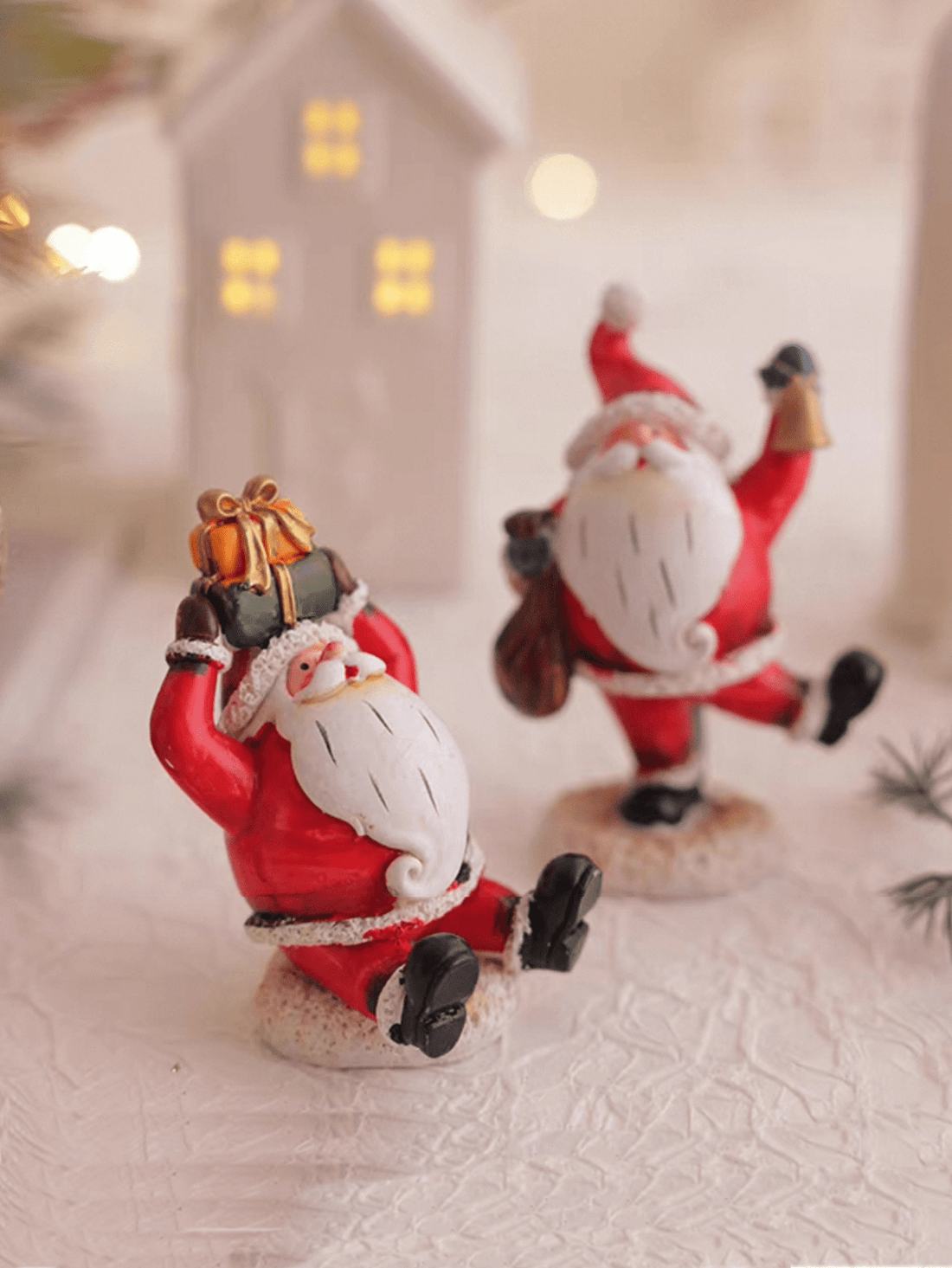 Elevate your holiday décor with this charming four-piece Santa Claus resin ornament set. Each whimsical figurine captures the festive spirit with intricate detailing and vibrant finishes, perfect for displaying on mantels, shelves, or Christmas trees. Crafted from durable resin, these collectible pieces blend traditional holiday aesthetics with contemporary design sensibilities. Ideal for creating a cohesive seasonal display or gifting to fellow holiday enthusiasts, this set brings warmth and character to a