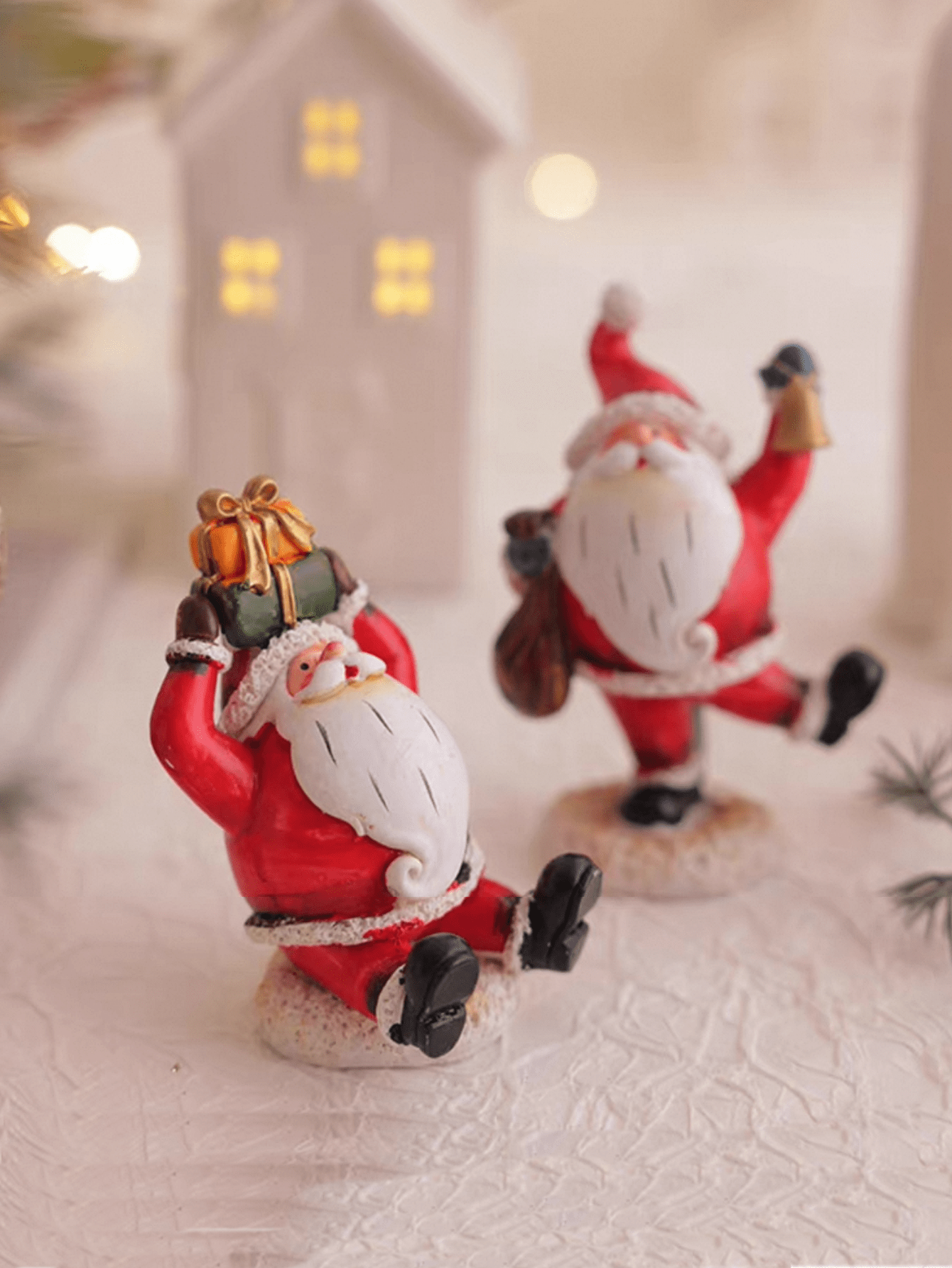 Elevate your holiday décor with this charming four-piece Santa Claus resin ornament set. Each whimsical figurine captures the festive spirit with intricate detailing and vibrant finishes, perfect for displaying on mantels, shelves, or Christmas trees. Crafted from durable resin, these collectible pieces blend traditional holiday aesthetics with contemporary design sensibilities. Ideal for creating a cohesive seasonal display or gifting to fellow holiday enthusiasts, this set brings warmth and character to a