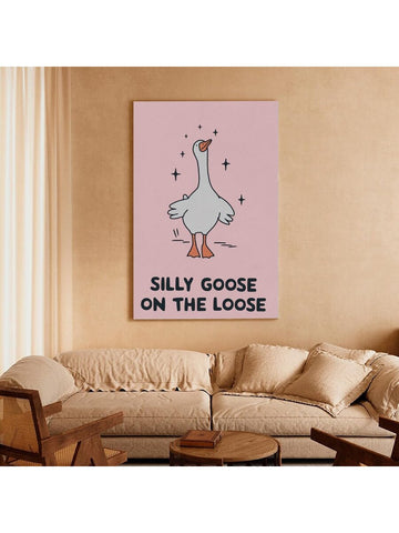 Add a playful touch to your home décor with our Whimsical 'Silly Goose On The Loose' Retro Poster. This vibrant wall art in playful pink brings a whimsical feel to any space. Let this poster be the perfect addition to your home.