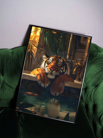 Add a touch of whimsy to any room with our Whimsical Tiger in Tub Canvas Art Print. This modern and retro piece of decor will bring a unique and playful vibe to your space. Made with high quality materials, it's perfect for any room in your home.