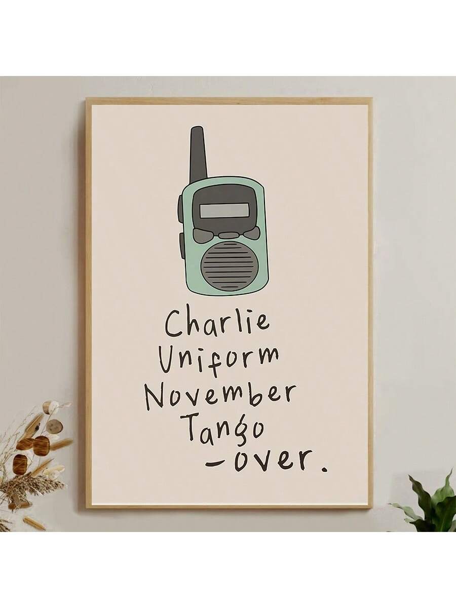 Add a playful touch to your home or dorm with our Whimsical Walkie Talkie Canvas Art. Featuring a blue and cream color scheme, this humorous wall decor is sure to bring a smile to your face. Perfect for adding personality to any space.