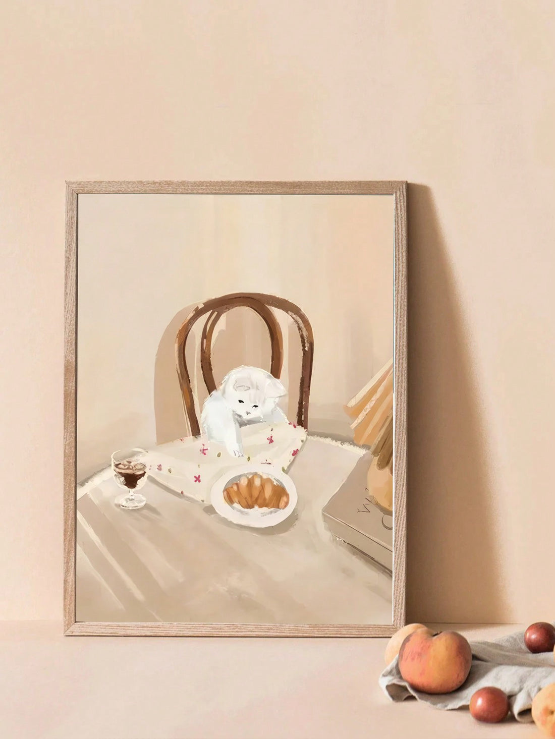 Enhance your cozy space with this charming and whimsical white cat canvas poster. Crafted with high-quality materials, this wall art will add a touch of playfulness to any room. Perfect for cat lovers, this poster will bring joy and character to your home.