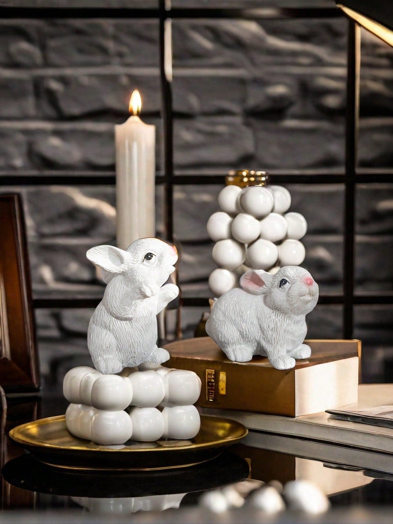 This Whimsical White Rabbit Figurine Set is the perfect addition to your Easter decor at home and in the office. Made with high-quality materials, these figurines are not only cute and charming, but also durable and long-lasting. Bring a touch of whimsy to your space with these adorable rabbits.