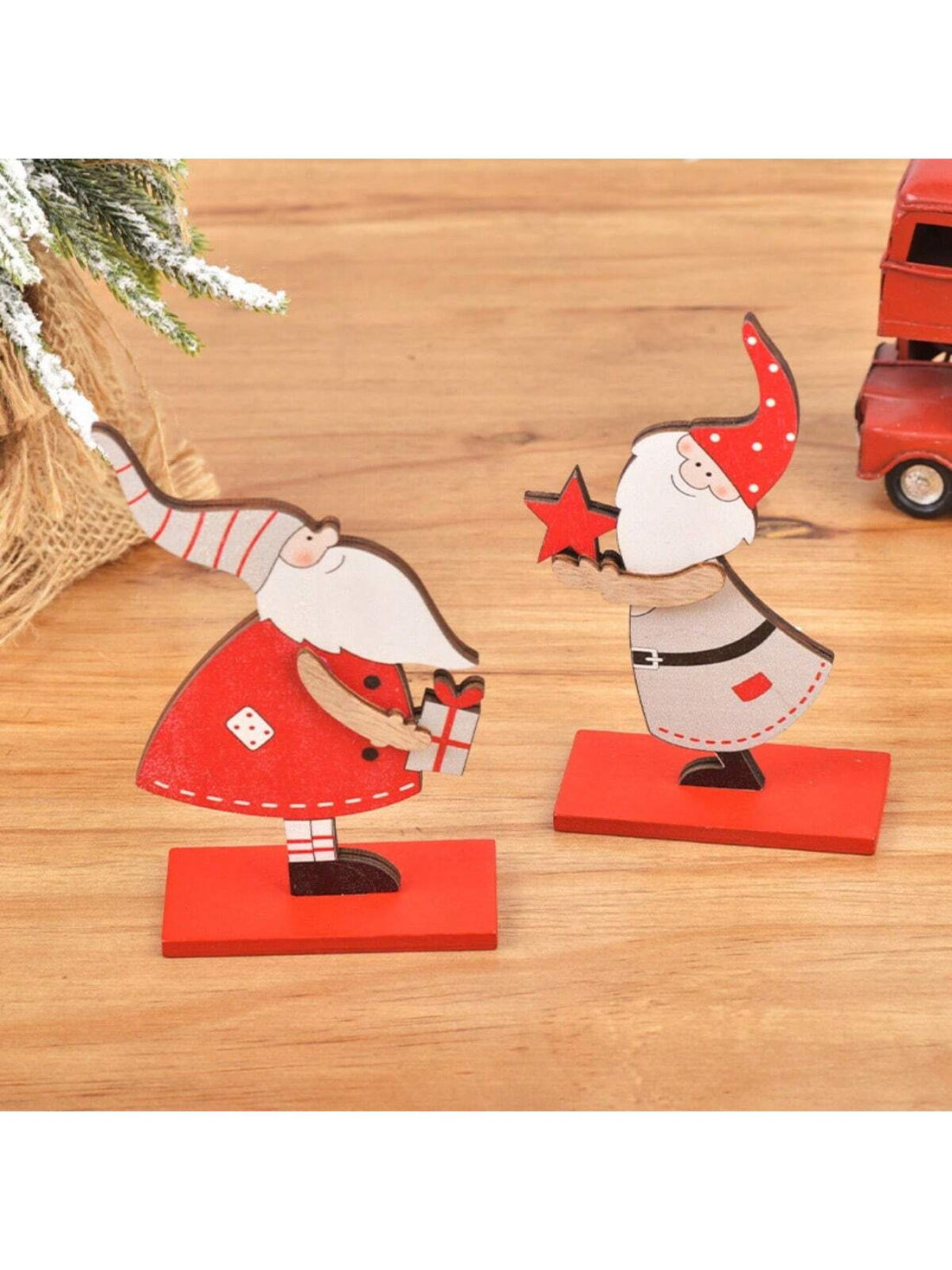 Enhance your holiday decor with our Whimsical Wooden Santa Claus Figurine. Crafted from high-quality wood, each figurine features a unique and charming random design that adds a touch of whimsy to your home. Perfect for Christmas enthusiasts looking for a fun and playful decoration.