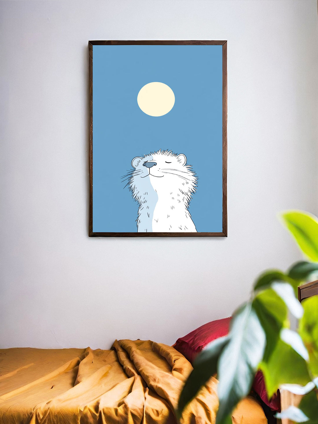 This stunning white leopard painting captures the serene beauty of the animal as it relaxes in the moonlight. Perfect for your living room, sofa backdrop, or bedside, this canvas poster is a great addition to your home decor. Create a tranquil and sophisticated atmosphere with this art piece.