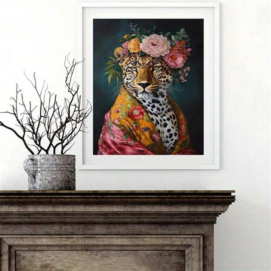 Showcase your chic home decor with the stunning "Wild Elegance" unframed leopard portrait canvas art. This piece adds a touch of wild beauty and sophistication to any room. High-quality canvas and vivid colors make this a lasting and stylish addition to your home.