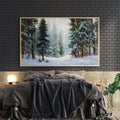 Bring the serene beauty of a snow-laden forest into your home with this stunning canvas wall art. Featuring meticulously rendered pine trees blanketed in pristine white snow, this landscape painting captures the tranquil essence of winter wilderness.