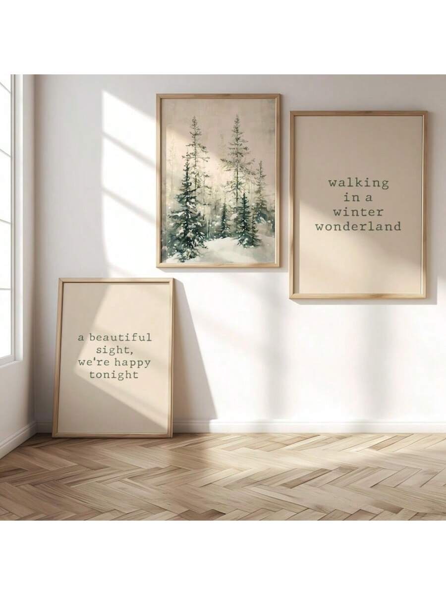 Transform your space into a serene winter retreat with this captivating 3-piece canvas art set. Each print captures the tranquil beauty of snow-laden forests, featuring layered compositions that draw the eye deeper into frosted landscapes. The collection balances cool tones with warm undertones, creating visual depth that complements both modern and traditional interiors. Perfect for living rooms, bedrooms, or entryways, these gallery-quality prints bring the peaceful essence of winter indoors year-round. P