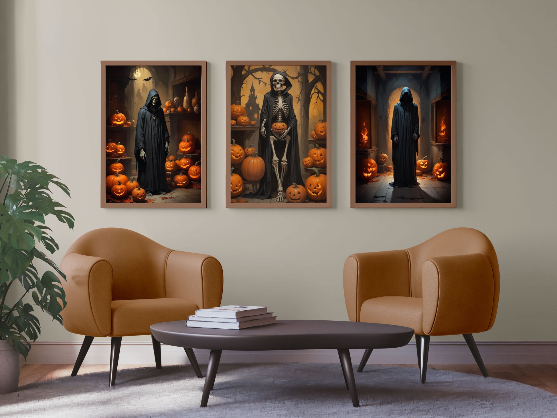 Introducing our Witchy Wall Decor Set, perfect for Halloween parties! Featuring a full body skeleton, a zombie in a black robe, and a pumpkin adorned room, this set will add a spooky touch to your home. Made with high-quality materials for a realistic look.