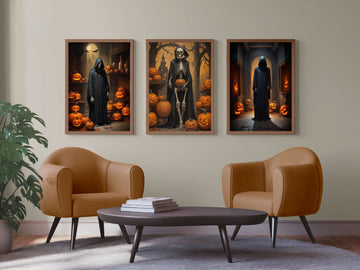 Introducing our Witchy Wall Decor Set, perfect for Halloween parties! Featuring a full body skeleton, a zombie in a black robe, and a pumpkin adorned room, this set will add a spooky touch to your home. Made with high-quality materials for a realistic look.