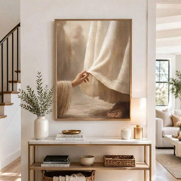 Woman touching Jesus hem devotional art