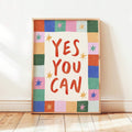 Yes You Can Cute Colorful Dopamine Aesthetic Inspirational Canvas Poster 