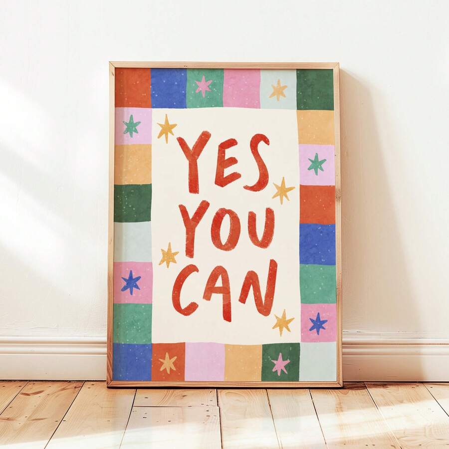 Yes You Can Cute Colorful Dopamine Aesthetic Inspirational Canvas Poster 