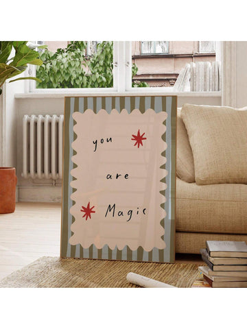 Create a captivating and enchanting atmosphere in your baby's nursery with the "You Are Magic" wall art. This whimsical heart print combines delicate design with a heartfelt message, inspiring wonder and positivity. Perfectly sized for any nursery, it adds a touch of magic and warmth to your baby's space, fostering a nurturing environment that celebrates imagination and love. Crafted with care, this art piece is an ideal choice for parents seeking meaningful and charming decor.