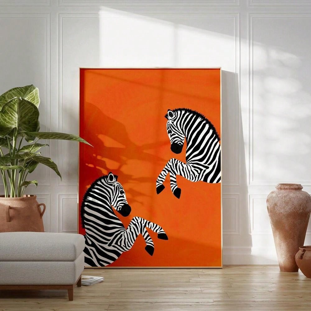 Add a touch of chic to your home decor with our Zebra Minimalist Wall Art. The vibrant orange canvas print features a minimalist design that will elevate any space. Expertly crafted with high-quality materials, this piece is sure to make a statement in any room.